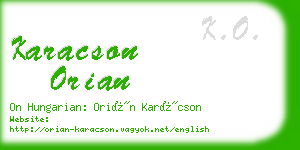 karacson orian business card